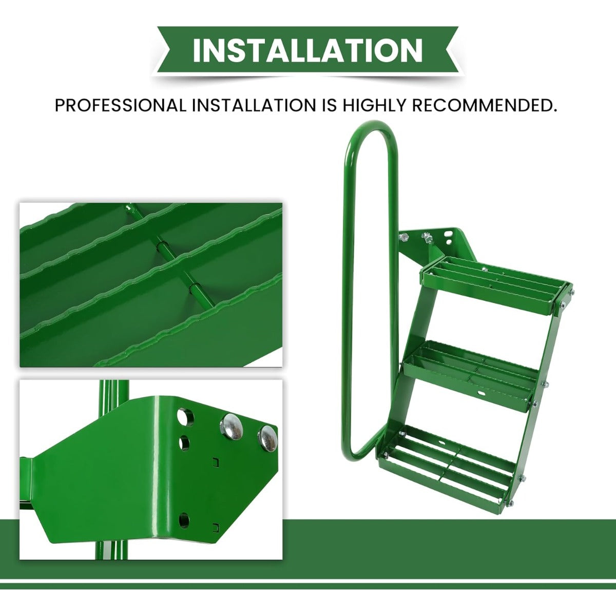 HECASA Left Hand Stair Step Kit Compatible with John Deere 4050 4240 4430 4630 4440 4230 4555 4650 4850 4955 LH Handrail Powder Coated Durable Steel Tractor Step