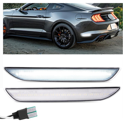 HECASA Side Marker Light Compatible with 2015-2023 Ford Mustang Rear Side Marker Lamp Reflector Left & Right Replacement for FR3Z15A201A FR3Z15A101A Clear Lens White LED