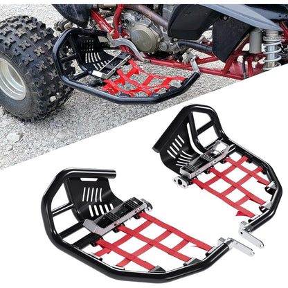 Nerf Bars Foot Pegs Compatible with All Years Honda 400EX 400X (Silvery Nerfs & Black Nets)