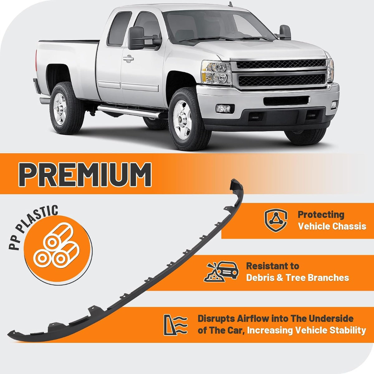 KUAFU Front Bumper Valance Extension Compatible with 2011-2014 Chevy Chevrolet Silverado 2500 HD 3500 HD Replacement for 20845670 GM1095195 Lower Air Dam Deflector Spoiler Extension Plastic Black