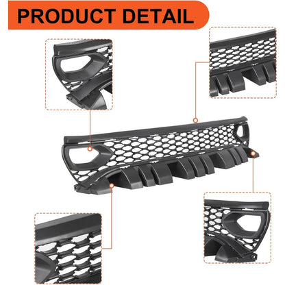 Front Upper Grille Assembly Compatible With 2015-2023 Dodge Charger SRT SXT Pursuit R/T SE GT Scat Pack Daytona Replacement for 68417502AA Mesh Grill W/ 2 Side Bezels LYAP-335-3