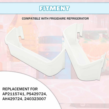 Kojem 240323001 AP2115741 PS429724 Replacement Refrigerator Door Bin Shelf Compatible with Frigidaire Refrigerator Lower Door Shelf Replacement for AH429724, 240323007 - White ABS Plastic 2Pcs