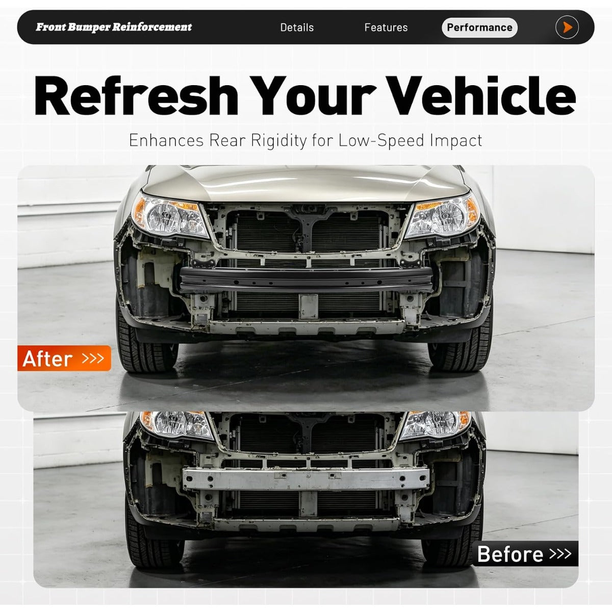 ALMULOO Front Bumper Reinforcement Compatible with 2009-2013 Subaru Forester Replacement for SU1006144 57711SC0109P Steel Electrophoresis Primed Black