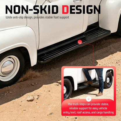 ALMULOO Ribbed Running Boards Compatible with 1953-1956 F100 F-100