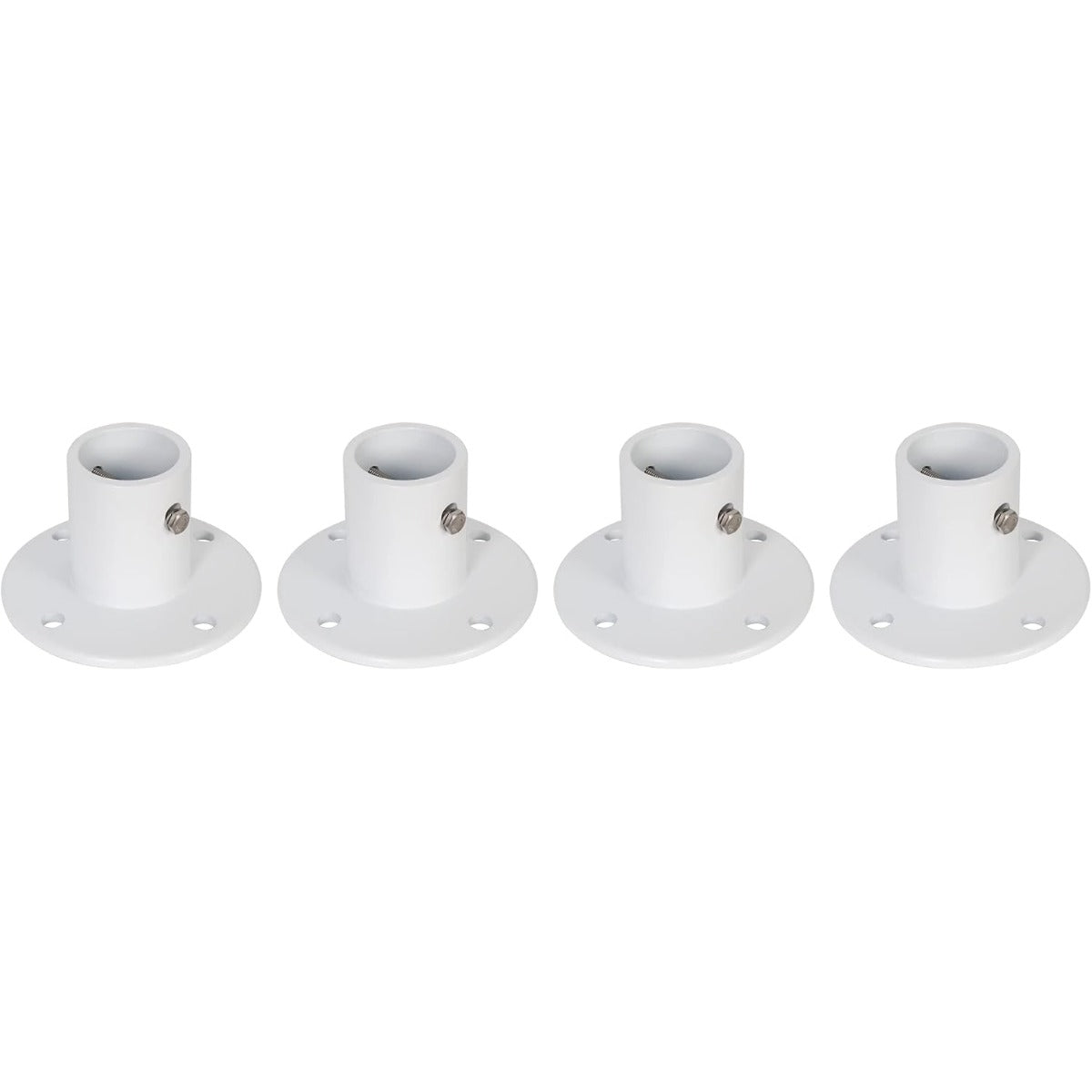 HECASA Deck Anchor Flange Cast Above Ground Pool Ladders Handrails or Slide | 1 7/8" Inch Diameter of 1.9" Aluminum White (4PC)