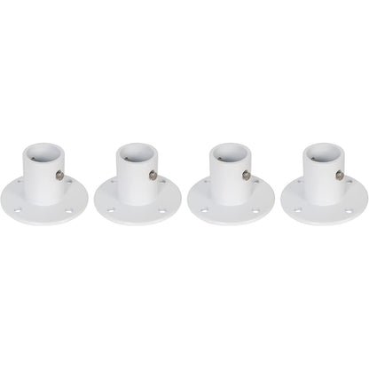 HECASA Deck Anchor Flange Cast Above Ground Pool Ladders Handrails or Slide | 1 7/8" Inch Diameter of 1.9" Aluminum White (4PC)
