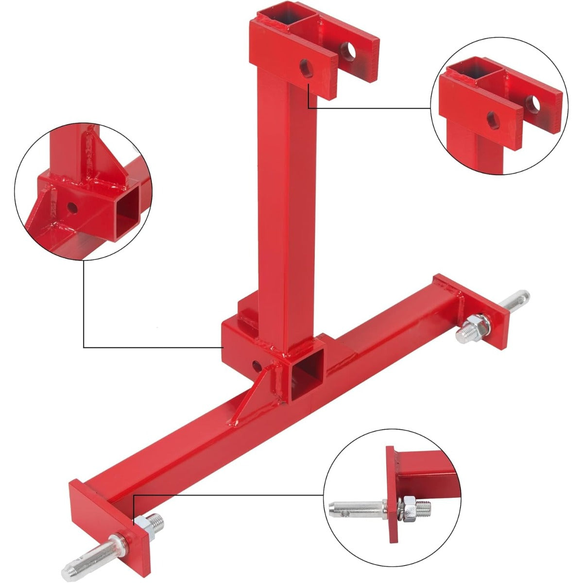 2 Inches Receiver 3 Point Trailer Hitch Category One Tractor Tow Red Gooseneck Drawbar Adapter with One Year Warranty