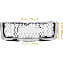 Front Upper Grill Grille Compatible with 2007-2013 GMC Sierra 1500 Denali Hood Mesh Bumper Grille Chrome