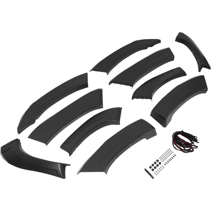 Fender Flare Compatible with 2007-2013 Chevy Chevrolet Avalanche | 10Pcs Front & Rear Wheel Arch Cover Protector Set Plastic(PP) Textured Black