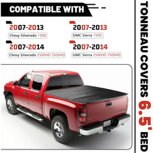 Roll-up Soft Truck Tonneau Cover Compatible with 2007-2014 Chevy Silverado 1500/ 2500HD/ 3500HD GMC Sierra with 6.5' Bed Black Sailcloth Fold Fits Fleetside/Styleside Models Only