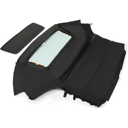 HECASA Convertible Soft Top Compatible with 2000-2007 Toyota MR2 Spyder w/Heated Glass Window Sailcloth Vinyl+Glass Unfinished Black+Clear