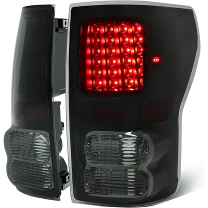 HECASA Tail Lights Compatible with 2007-2013 Toyota Tundra Pickup Truck LED Rear Brake Tail Lamps Assembly Driver and Passenger Side (Smoke Lens Black Housing)