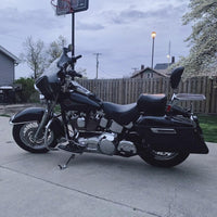 Load image into Gallery viewer, KUAFU Saddle Bags Trunk W/Lid &amp; Latch Key with Black Bracket Compatible with 1984-2017 Harley Davidson Softail Models Saddlebag Conversion Bracket Kit Support Mounts 2 Packages LTS+LYHD-08-B
