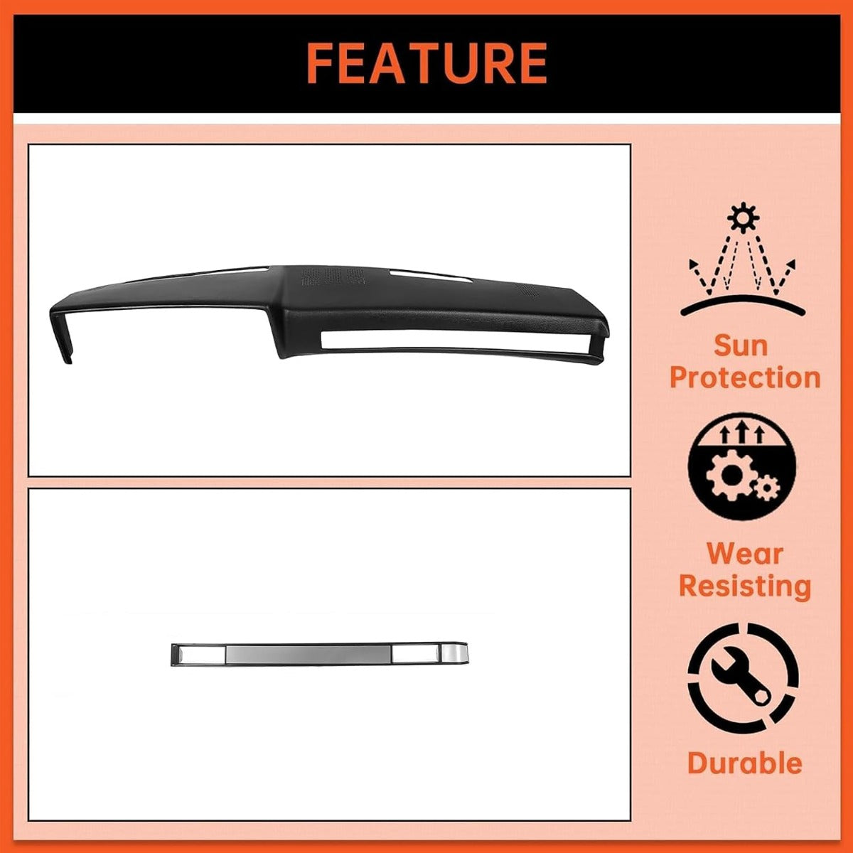 Dash Board Cover & AC Vent Plate Compatible with 1981-1991 GMC Jimmy Chevy Blazer Suburban | Black, Two Packages