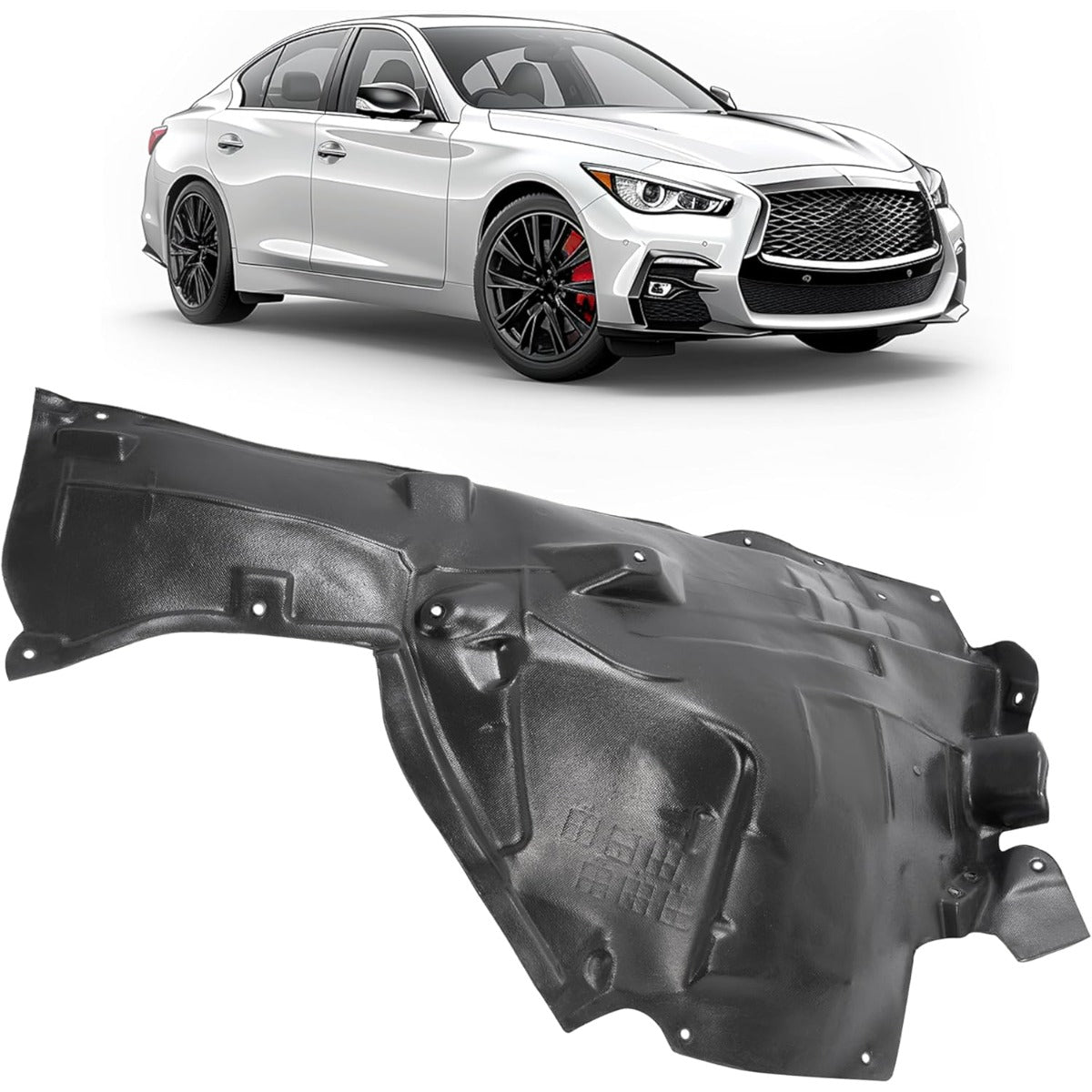 Front Fender Liner Inner Panel for 2014-2023 Infiniti Q50 Replacement for  Wheel Liner Splash Shield Guard Left & Right Side (Front Section)