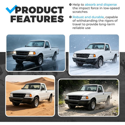 ALMULOO Front Bumper(3Pcs) Compatible with 1998-2000 Ford Ranger W/O Molding Holes Replace For FO1002347, XL5Z17757APTM, YL5Z17757AAA Steel Powder Coated