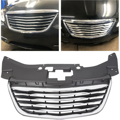 Front Bumper Grill Compatible with 2011-2014 Chrysler 200 CH1200353 68082050AE 13999AOE Chrome Radiator Hood Grille ABS Plastic