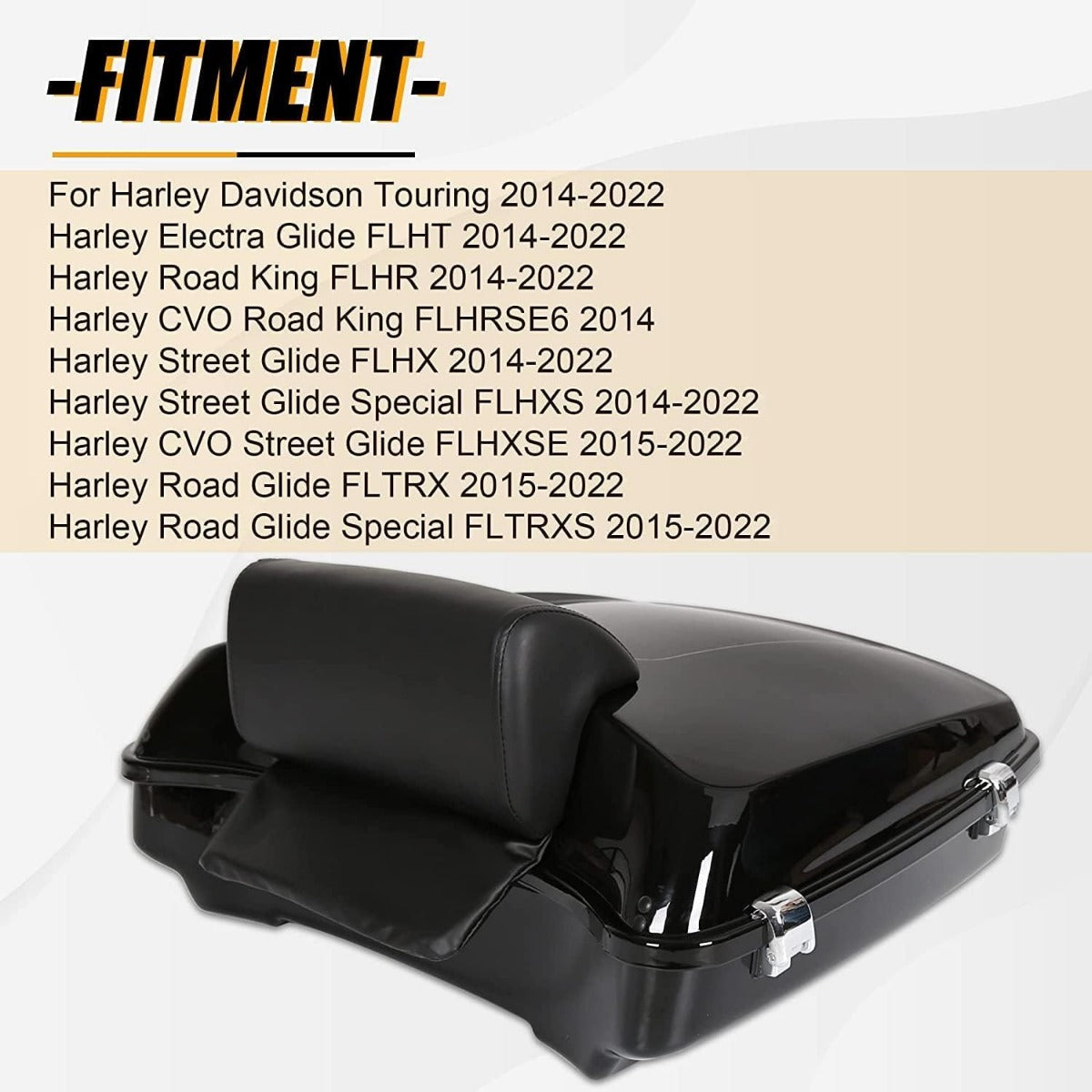 5.5inches Razor Motorcycle Trunk Luggage w/Backrest Compatible with 2014-2024 Harley Davidson Touring Models Trunk Tail Box DTS