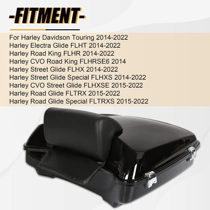 5.5inches Razor Motorcycle Trunk Luggage w/Backrest Compatible with 2014-2024 Harley Davidson Touring Models Trunk Tail Box DTS