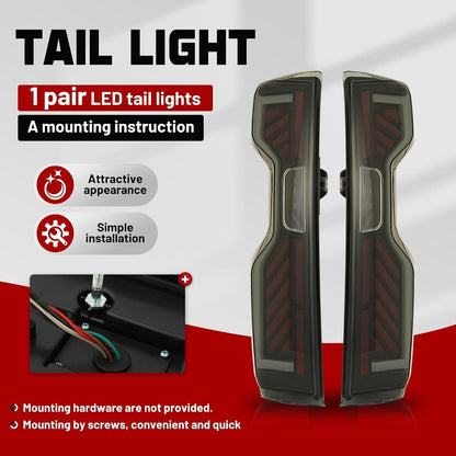HECASA Full LED Tail Light Compatible with 2019-2023 Chevy Chevrolet Silverado 1500 2500HD 3500HD Pair Rear Brake Lamp DRL Left&Right Side Smoke Lens Black Housing Replacement for GM2800311 GM2801311