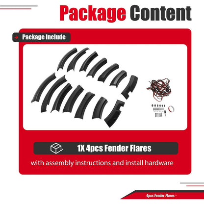 Fender Flares Compatible with 2009-2014 Ford F-150 | Styleside Bed 67.0"/78.8"/97.4", Excludes Platinum & Raptor Models, Pocket Rivet Style, Textured Black, 4PCS