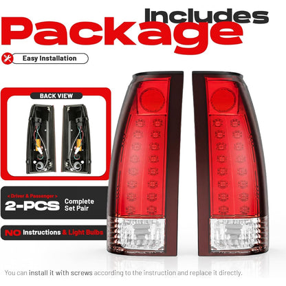 HECASA LED Tail Lights Compatible with 1988-2000 Silverado Suburban C/K