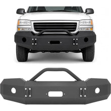ALMULOO Front Bumper Assembly Compatible with 2003 2004 2005 2006 GMC Sierra 1500 W/Winch Plate, Light Holes, D-Ring Holes&Bull Bar Steel Powder Coated 2 Packages