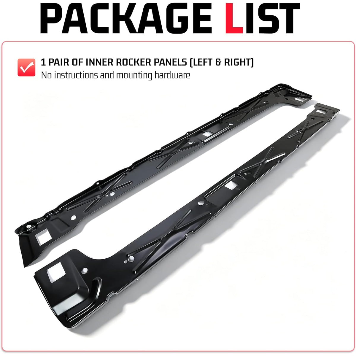 ALMULOO Pair Inner Rocker Panel Compatible with 1999-2018 Chevy Silverado & GMC Sierra Extended Cab Steel Electrophoresis Black Left + Right Side