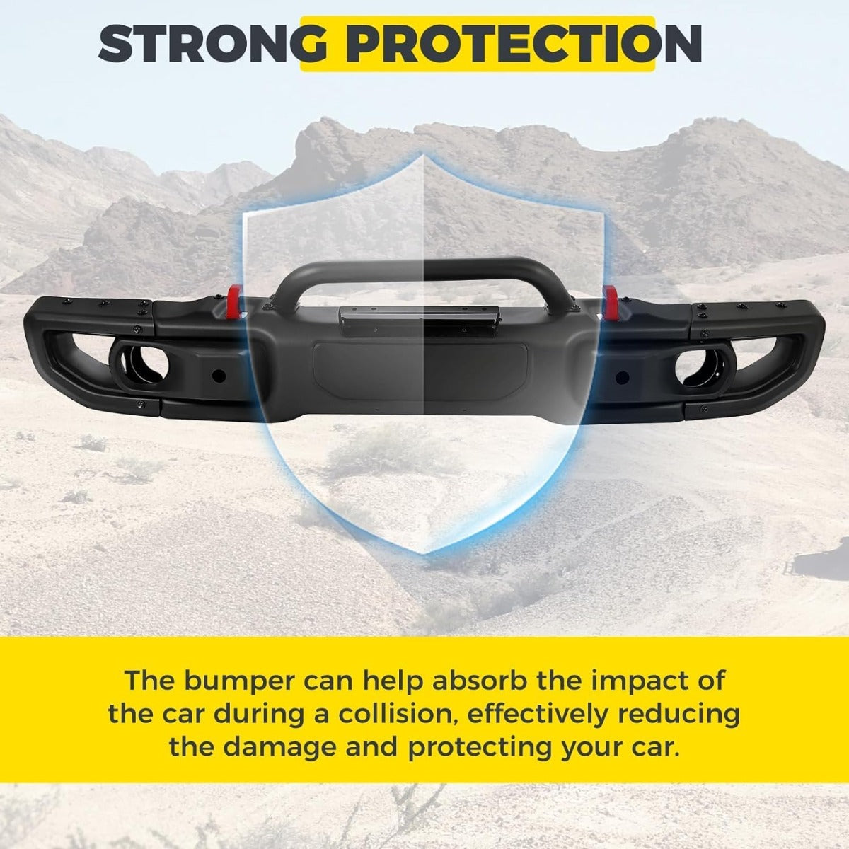 KUAFU Front Bumper Compatible with 07-18 Wrangler JK Rubicon