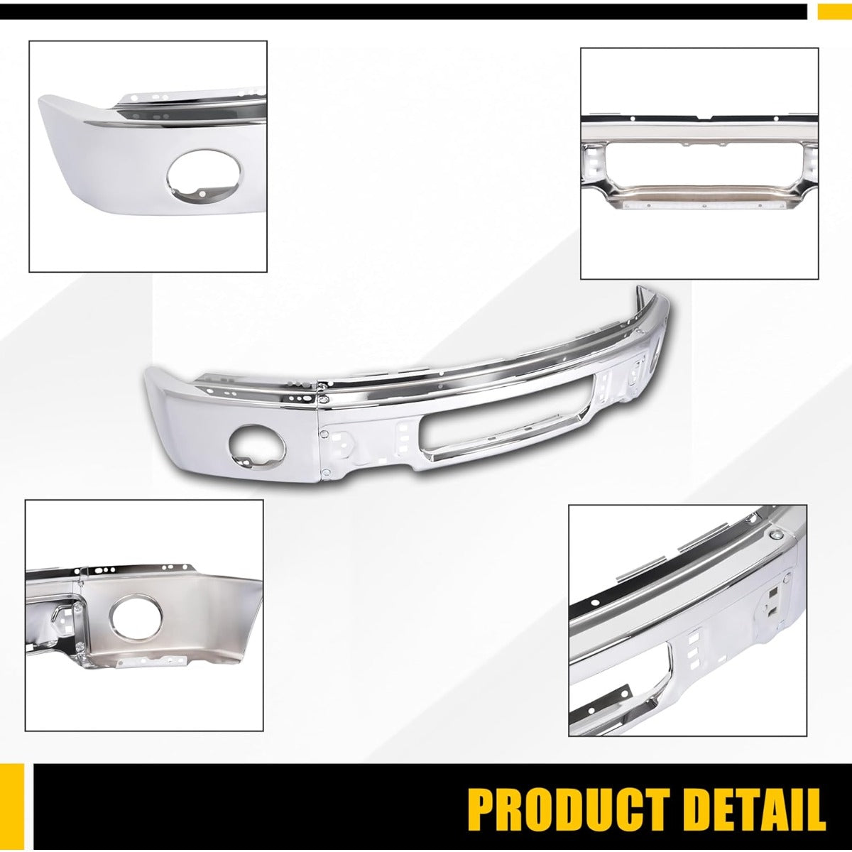 Front Bumper Face Bar Compatible with 2009-2014 Ford F150 F-150 w/Fog Light Holes Replacement for FO1002411 9L3Z17757B Chrome Steel Silvery 3Pcs