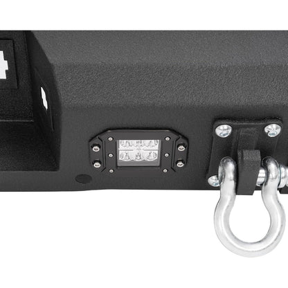 ALMULOO Rear Bumper Assembly Compatible with Chevy/Chevrolet Silverado GMC Sierra 2500 3500 HD 2007-2010 W/ 4 x LED lights, 2 x D-rings Steel 2 Packages