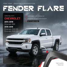 4Pcs Fender Flares Compatible with 2014-2019 Chevy Silverado | Compatible with 2014-2019 Chevy Chevrolet Silverado 1500/2500 HD/3500 HD 6.5' & 8' Bed Not For Dually Models Wheel Arch Cover