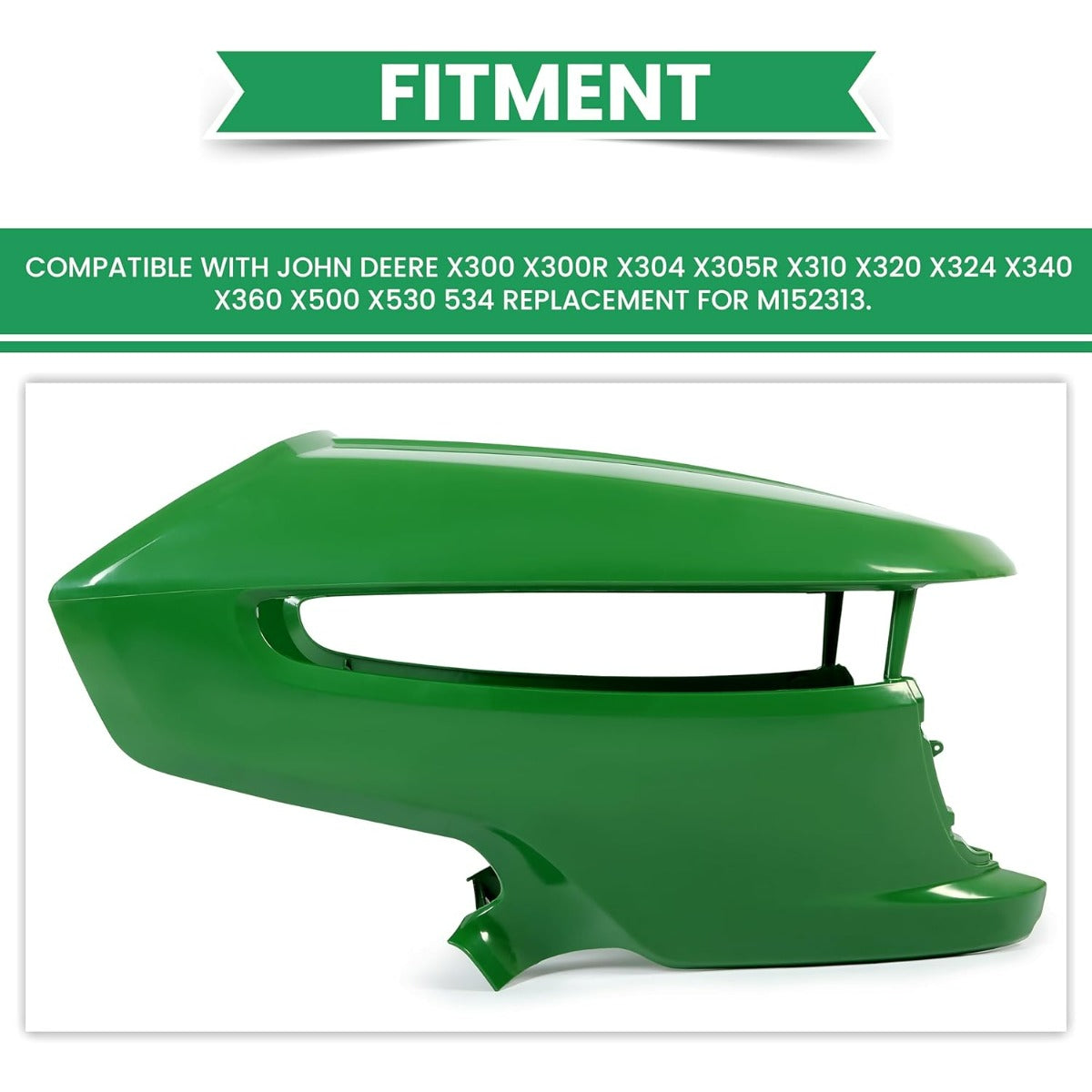 Lawn Mower Front Hood Grille Compatible with John Deere X300 X300R X304 X305R X310 X320 X324 X340 X360 X500 X530 534 Replacement for M152313 LYJD-050T