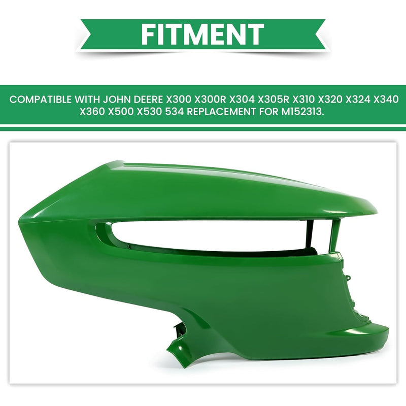 Caltric 3-Piece Hood Panel Set For John Deere X300 Series Lawn Tractors - Left, Right & Center (Green)