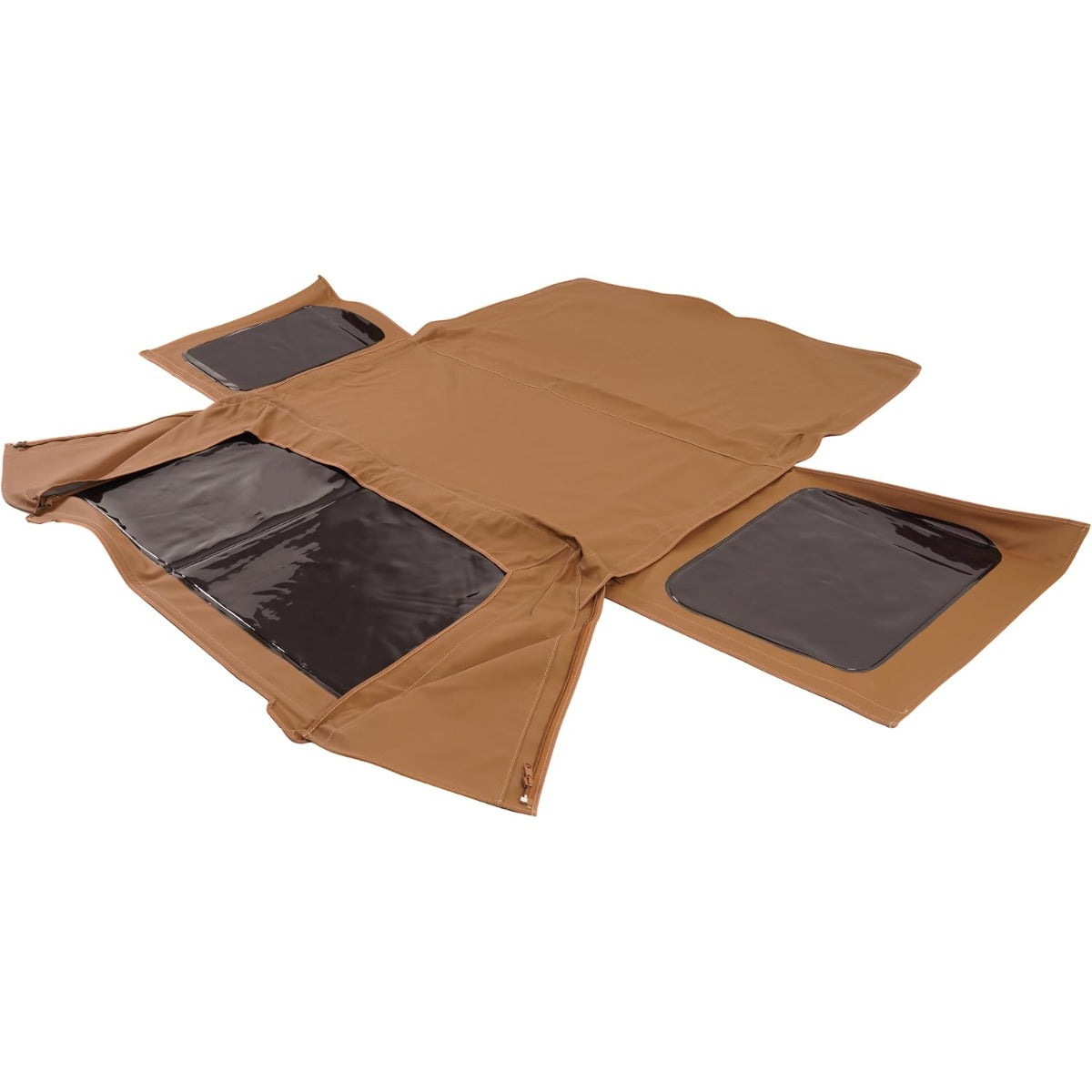 Convertible Soft Top Compatible with 1987-1995 Jeep Wrangler YJ | Soft Roof Plastic+Aluminium+Steel Electrophoresis Tan+Clear+Smoke