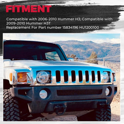 Front Grill Compatible with 2006-2010 Hummer H3 15834196 HU1200100 Upper Face Bar Grille Shell and Insert Assembly Chrome