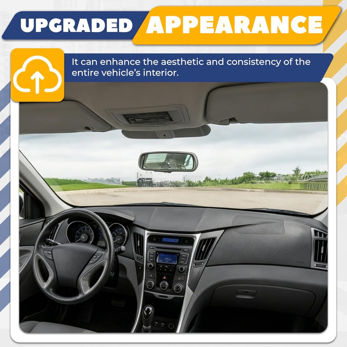 Dashboard Cover Compatible with 2011-2014 Hyundai Sonata Plastic(ABS+PVC) Painted+Textured Matte Black