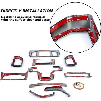 Kojem Interior Center Console Dashboard Trim Compatible with 2015-2020 Ford F150 Steering Carbon Fiber Style Wheel Trim & Navigation Panel Cover
