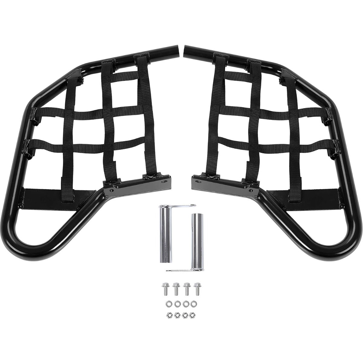 Side Step Nerf Bars Compatible with Yamaha Raptor 700 YFM 700 YFM700R Models Aluminium Foot Guard Pegs W/Black Webbing Nets