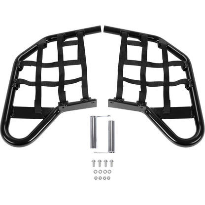 Side Step Nerf Bars Compatible with Yamaha Raptor 700 YFM 700 YFM700R Models Aluminium Foot Guard Pegs W/Black Webbing Nets