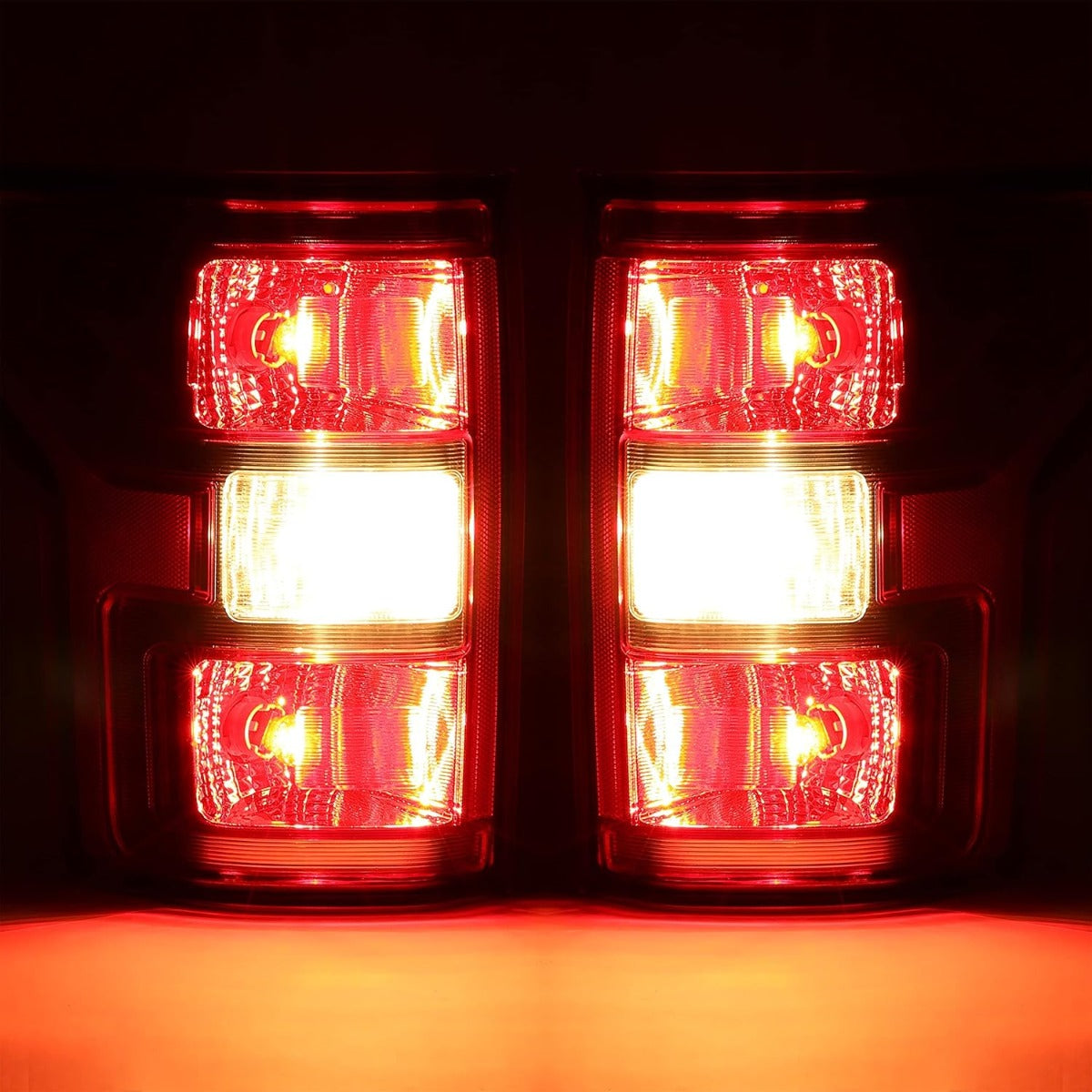 KUAFU Rear Tail Light with Bulbs Compatible with 2018-2020 Ford F-150 Replacement for JL3Z-13405-H JL3Z-13404-H FO2800265 FO2801265 Pair Taillights Red Lens Chrome Housing