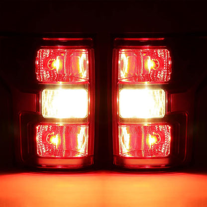 KUAFU Rear Tail Light with Bulbs Compatible with 2018-2020 Ford F-150 Replacement for JL3Z-13405-H JL3Z-13404-H FO2800265 FO2801265 Pair Taillights Red Lens Chrome Housing
