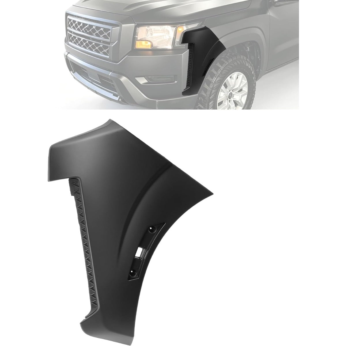 ALMULOO Plastic(PP) Driver Side Front Bumper End Cap Compatible with 2022 Nissan Frontier, 2023-2024 Nissan Frontier (submodel: S, SV) Painted Matte Black Reolace 620199BU0C NI1016100