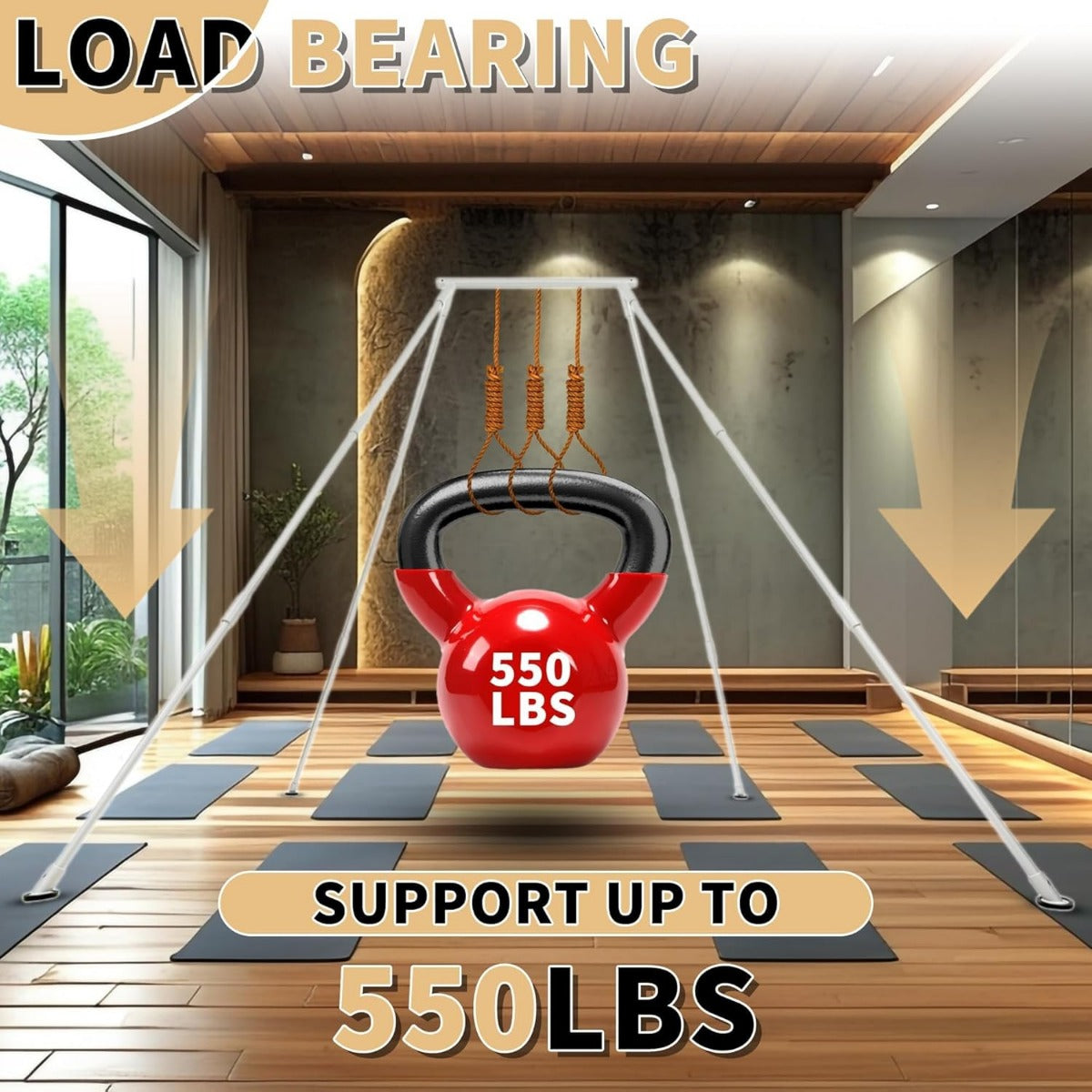 8.1 FT Aerial Yoga Stand 550lbs Max Capacity for Indoor and Outdoor Fitness Bodybuilding Height Adjustable for Yoga Frame & Yoga Hammock LYOM-098-1