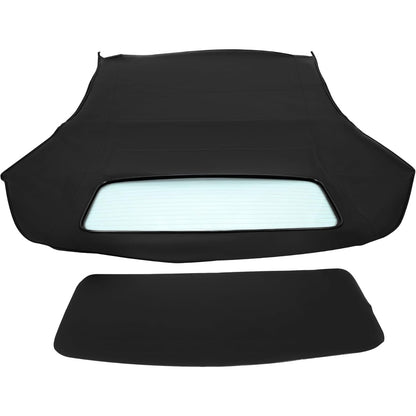 ALMULOO Convertible Soft Top Compatible with 2003-2009 Audi A4 Roof Top w/Heated Glass Window Sailcloth Vinyl+Glass Unfinished Black+Clear