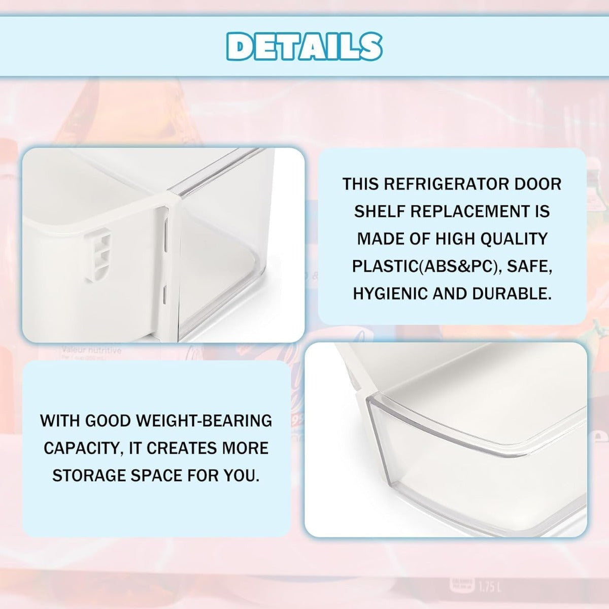 Kojem DA97-12650A Refrigerator Door Shelf Bin Compatible with Samsung Refrigerator (Right Side) Fridge Shelf Replace DA63-07104A DA63-06963A RF263beaesr RF260beaesr AP5620330
