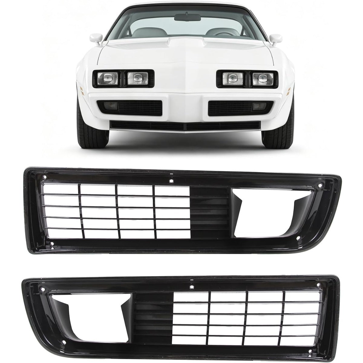 ALMULOO Grill 2Pcs Compatible with 1979-1981 Pontiac Firebird Trans Am Plastic(PP) Front Bumper Grille Black Replacement for 10010503 10010504