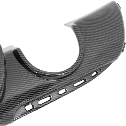 KUAFU Rear Bumper Diffuser Compatible with 2015-2023 Chrysler 300 Models Dual Round Exhaust Shark Fin Rear Bumper Lower Spoiler Valance Diffuser Lip Splitter Plastic(ABS) Carbon Fiber Color
