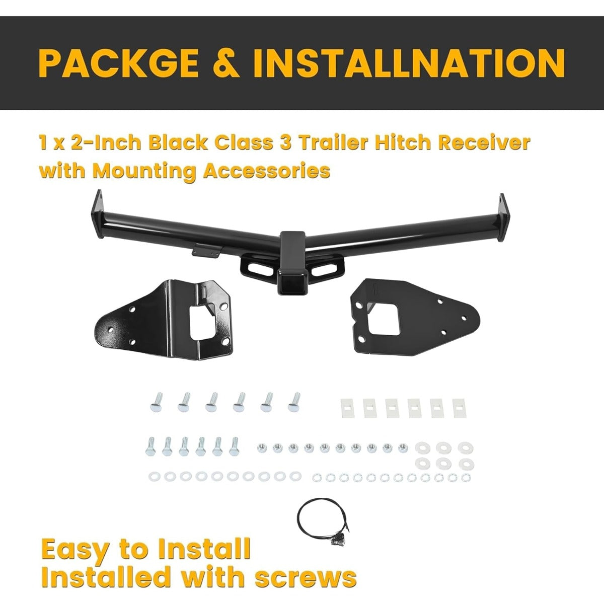 Class 3 Trailer Hitch Compatible with 2015-2023 Jeep Renegade Black Towing Hitch 2-Inch Receiver