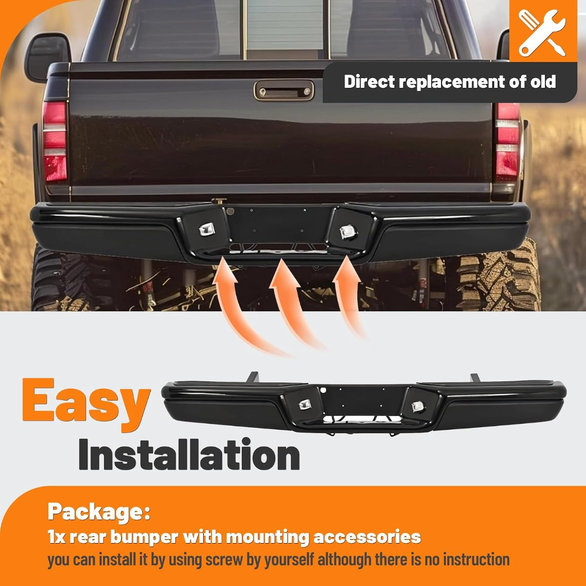 KUAFU Bumper Compatible with 1997-2004 Dakota Model Step Bumper